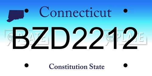 BZD2212 Connecticut License Plate