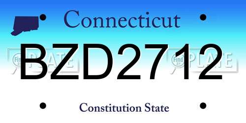 BZD2712 Connecticut License Plate