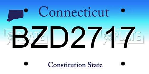 BZD2717 Connecticut License Plate