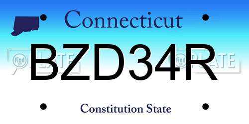 BZD34R Connecticut License Plate