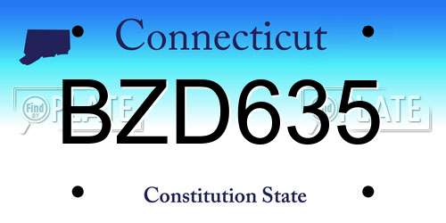 BZD635 Connecticut License Plate