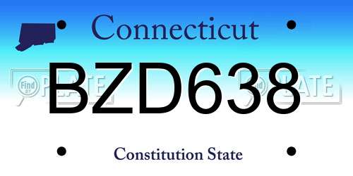 BZD638 Connecticut License Plate