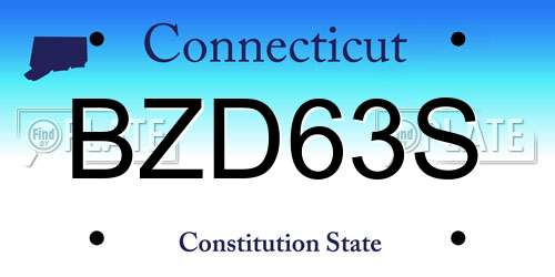 BZD63S Connecticut License Plate