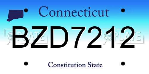 BZD7212 Connecticut License Plate