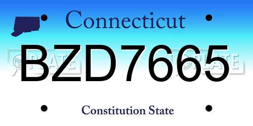 BZD7665 Connecticut License Plate