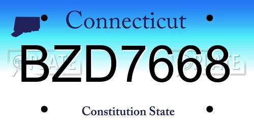 BZD7668 Connecticut License Plate