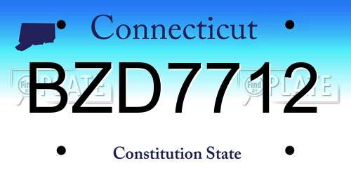 BZD7712 Connecticut License Plate
