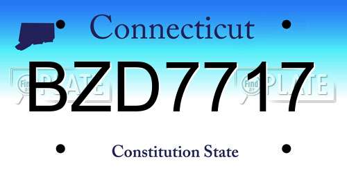 BZD7717 Connecticut License Plate