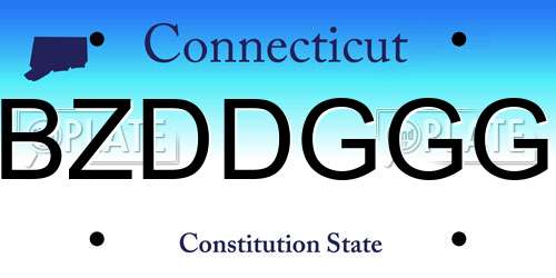 BZDDGGG Connecticut License Plate