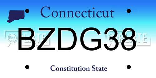 BZDG38 Connecticut License Plate