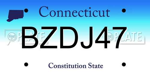 BZDJ47 Connecticut License Plate