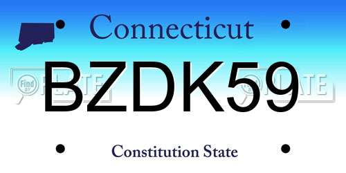 BZDK59 Connecticut License Plate