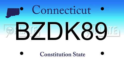 BZDK89 Connecticut License Plate
