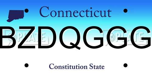 BZDQGGG Connecticut License Plate