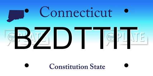 BZDTTIT Connecticut License Plate