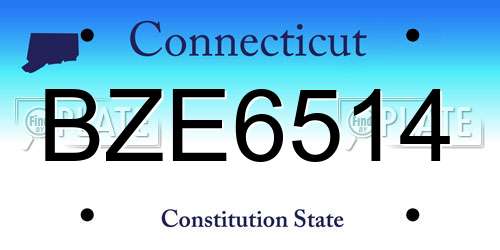 BZE6514 Connecticut License Plate