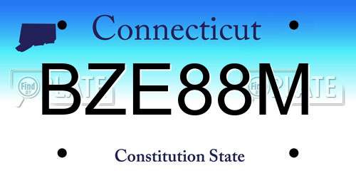 BZE88M Connecticut License Plate