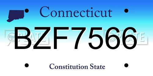 BZF7566 Connecticut License Plate