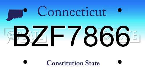 BZF7866 Connecticut License Plate