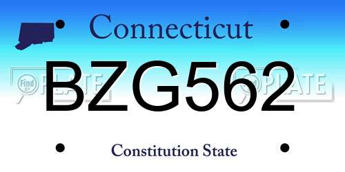 BZG562 Connecticut License Plate