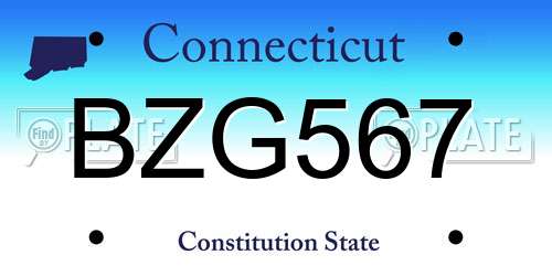 BZG567 Connecticut License Plate