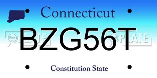 BZG56T Connecticut License Plate