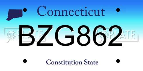 BZG862 Connecticut License Plate