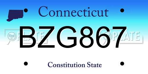 BZG867 Connecticut License Plate