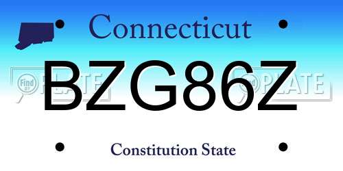 BZG86Z Connecticut License Plate