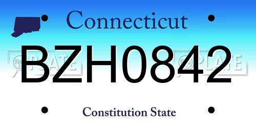 BZH0842 Connecticut License Plate