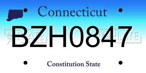 BZH0847 Connecticut License Plate