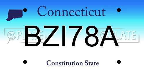 BZI78A Connecticut License Plate