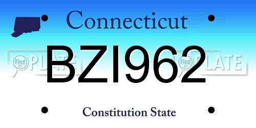 BZI962 Connecticut License Plate