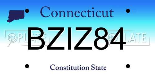 BZIZ84 Connecticut License Plate