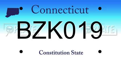 BZK019 Connecticut License Plate