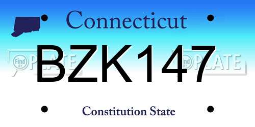 BZK147 Connecticut License Plate