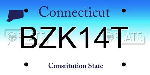 BZK14T Connecticut License Plate