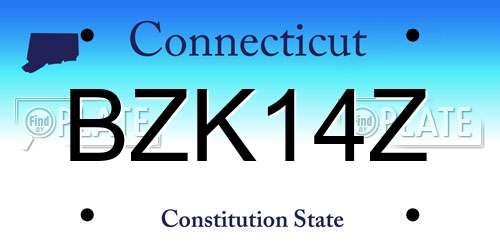 BZK14Z Connecticut License Plate