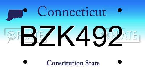 BZK492 Connecticut License Plate