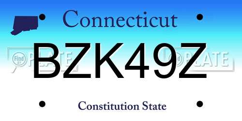 BZK49Z Connecticut License Plate