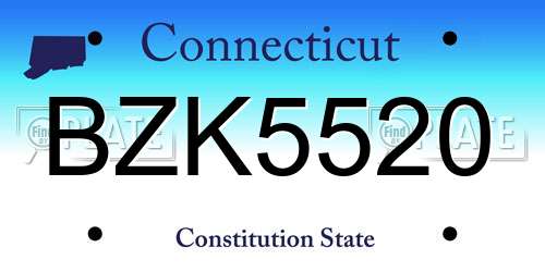 BZK5520 Connecticut License Plate