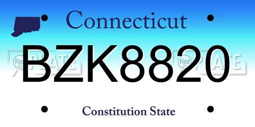 BZK8820 Connecticut License Plate