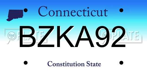 BZKA92 Connecticut License Plate