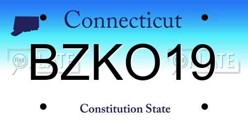 BZKO19 Connecticut License Plate