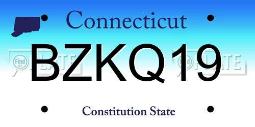 BZKQ19 Connecticut License Plate