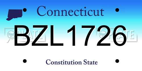 BZL1726 Connecticut License Plate