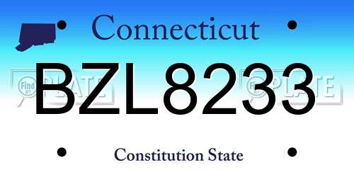 BZL8233 Connecticut License Plate