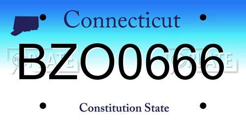 BZO0666 Connecticut License Plate