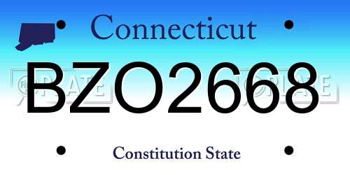 BZO2668 Connecticut License Plate