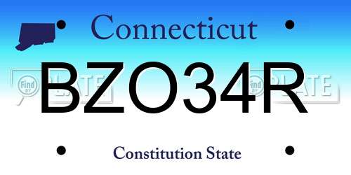 BZO34R Connecticut License Plate